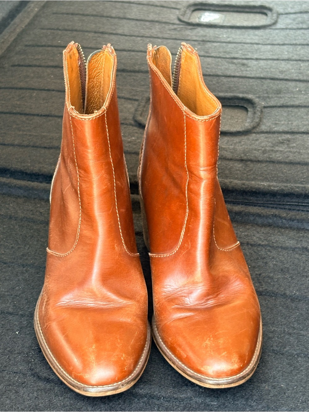 Madewell Cognac Leather Chelsea Zip Ankle Boots
